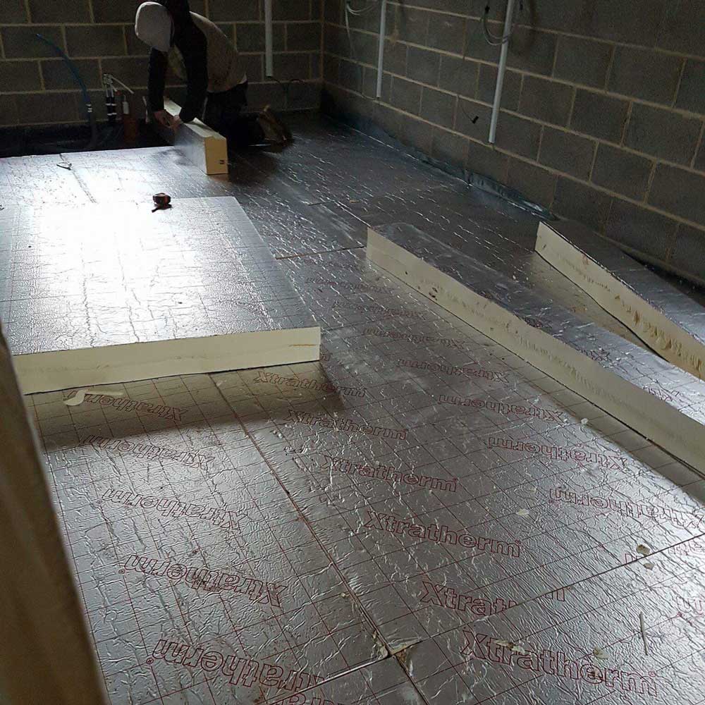 Floor preparation in progress